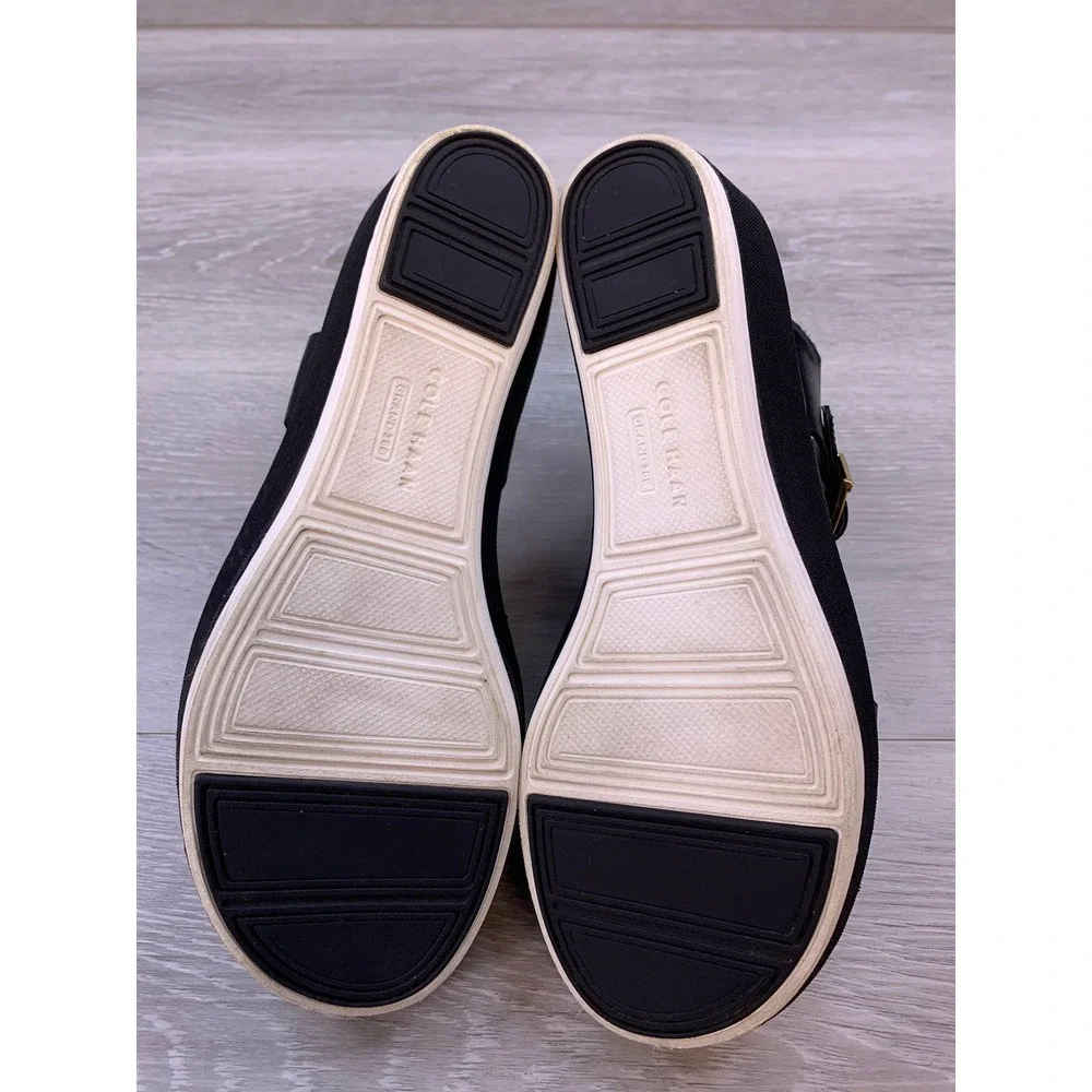 Cole Haan OriginalGrand Women's Sandals Black Leather Platform Wedge 7 Shoes